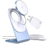 Chargeur Mag-Safe, Chargeur sans Fil avec Station de Charge iPhone, Station de Charge inductive, Chargeur à Induction magnétique, Chargeur Rapide sans Fil Compatible avec iPhone 15/14/13 Bleu