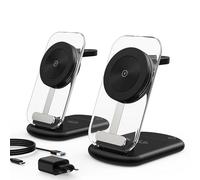 Chargeur Mag-Safe Wireless Charger, Chargeur sans Fil 3 en 1 15 W, Station de Recharge inductive pour iWatch iPhone 17/16/15/14/13/12 Series, AirPods 3/2/Pro, Noir, Lot de 2