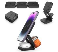 Chargeur magnétique Pliable sans Fil Cubenest 3 en 1 E310 | Compatible pour MagSafe | Compatible pour iPhone 12/13/14/15, Apple Watch et AirPods | Rotation à 360°, Charge Rapide 20 W | Compact