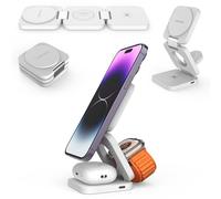 Chargeur magnétique Pliable sans Fil Cubenest 3 en 1 E310 | Compatible pour MagSafe | Compatible pour iPhone 12/13/14/15, Apple Watch et AirPods | Rotation à 360°, Charge Rapide 20 W | Compact