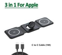Chargeur Magnétique Sans Fil 3 En 1, Pour Iphone 15 14 13 12 Pro Max Apple Watch 9 8, Chargeur Airpods, Station De Chargement Rapide-Noir C À C | Occasion