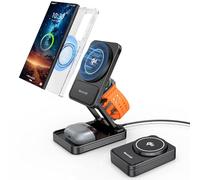 Chargeur Magnétique sans Fil pour Samsung, Qi2 Station de Recharge Mag-Safe 3 en 1 Pliable en Alliage D'aluminium pour Samsung Galaxy S25 Ultra S24 Galaxy Watch Ultra 8 7 Buds Pro 3 (Noir)