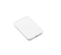 Chargeur magnétique ultra fin 5000 mAh - Sans fil 5 W + USB-C 10 W Charge rapide pour iPhone 16-12 | Banque d'alimentation de poche avec verrouillage de voyage (blanc)