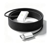 Chargeur Magnétique USB C vers Magsafe3 140W pour MacBook Air/Pro, Charge Rapide PD, Connecteur Magnétique de 3e Génération, Câble Tressé 2 M, avec lumière LED, Idéal Voyage, Noir