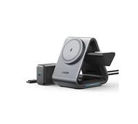 Chargeur MagSafe, Anker 737 MagGo Charger (Station 3-en-1) avec Charge Rapide 15 W Max certifiée MFi, pour iPhone 14/13/12 Series, Apple Watch S8/7/6, AirPods 3 / Pro (Chargeur USB-C 30 W Inclus)
