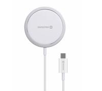 Chargeur MagSafe iPhone 15W Charge Rapide Câble USB-C Swissten MagStick Blanc
