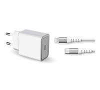 Chargeur maison 20W Power Delivery + Câble renforcé USB C/Lightning Garanti à vie Blanc 100% Plastique recyclé Force Power Lite