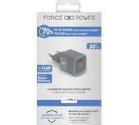 Chargeur Maison 30W Power Delivery GaN Garanti à Vie Gris - 100% Plastique recy orce Power