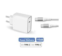 Chargeur maison 65W Power Delivery GaN + Câble renforcé USB C/USB C Garanti à vie Blanc Force Power Lite