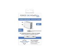 Bigben Connected - Kit adaptateur secteur Force Power Lite - 25W USB-C, câble 1,2 m - Blanc