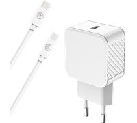 Chargeur maison USB C PD 30W Power Delivery + Cable USB C/Lightning Blanc - 100. Plastique recycle BigbenChargeur maison USB C PD 30W Power Delivery + Cable USB C/Lightning Blanc - 100. Plastique recy