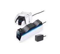chargeur manette ps5, ps5 station de charge rapide avec indicateur led et eu adaptateur secteur, station de chargement pour sony playstation 5