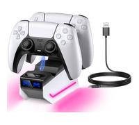 Chargeur Manette PS5 Station Charge Lumière RGB pour DualSense Manettes Sony PlayStation 5 avec Câble USB-C