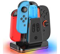 Chargeur Manettes Switch pour Joy-Con SW1 et SW2, Chargeur 4 en 1 pour S Witch Joy-Con avec Ports Magnétiques, Station de Charge Switch avec Indicateur LED, Accessoire NS avec Charger