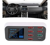 Chargeur Multi USB 40W 8 Ports QC3.0 Adaptateur Voiture Rapide 12V-24V Type C PD avec Allume-Cigare pour Plusieurs Appareils