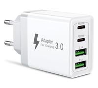 Chargeur Multi USB C 40W + 15W, Adaptateur USB C PD QC3.0, Chargeur de téléphone Portable Rapide à 4 Ports. Adaptateur PD20W pour téléphones iPhones, Galaxy Xiaomi Realme Oppo, Redmi, Oneplus...