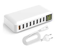 Chargeur Multi Usb Station De Charge A 60 W Avec Afficheur Led Et Port Qc3.0 De 18 W Chargeur Rapide Multiprise Usb Secteur Pour Ip