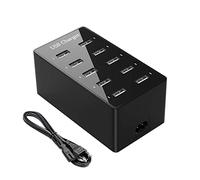 Chargeur Multiple 10 Ports, Station de Charge USB de Bureau, Port Intelligent pour iPhone 12/13/14, Samsung S24 Ultra/Z Flod/Z Flip, Xiaomi, iPad, iPod