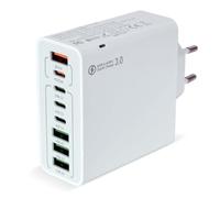 Chargeur Multiple Rapide 120W, 8 Ports Chargeur Rapide USB C, Chargeur Secteur, Adaptateur Prise De Charge USB, avec QC 3.0 Fast Charger, pour iPhone, Samsung, Xiaomi, Huawei (Blanc)