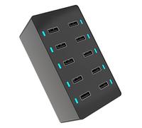 Chargeur multiport, chargeur USB 50 W 10 ports, pour la maison, le bureau, la diffusion en direct, la fête (Black )