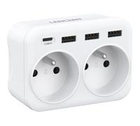 Chargeur Multiprise - LENCENT - 6 en 1 - 2 AC Sorties - 3 Ports USB - 1 Port USB C