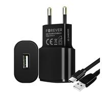 chargeur mural 1A, Adaptateur secteur + Câble de charge USB-C vers USB, 1.2m - Noir