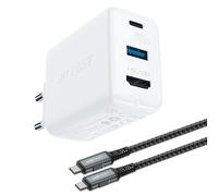 Chargeur mural 2 en 1 avec câble USB-C et adaptateur USB-C - HDMI 4K blanc