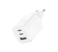 Swissten Chargeur mural 2 USB-C GaN 65W + USB 18W Charge rapide Compact Blanc