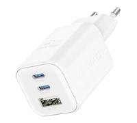 Chargeur Mural 2 USB C GaN 65W + USB 18W Charge Rapide Design Compact Blanc