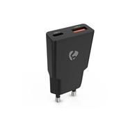 Chargeur mural 30W GaN PD3.0 USB-A USB-C Noir 2 sorties