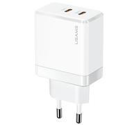 Chargeur mural 40 W USAMS GaN Power Delivery avec 2 ports USB-C blanc