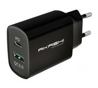 Chargeur mural AKASHI ALTACQC20BLK 20W USB-C et USB-A Qualcomm 3.0 Noir