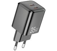 Chargeur mural AWEI GaN Power Delivery 35 W avec 2 ports USB-C, noir