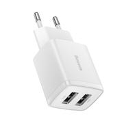 Chargeur mural - Baseus - 2xUSB - 10,5W - Blanc - Adaptateur secteur