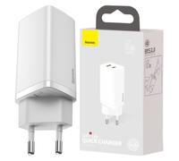 Chargeur mural Baseus GaN2 Lite, USB + USB-C, 65 W, UE (Blanc)