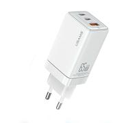Chargeur mural blanc 65 W USAMS GaN Power Delivery avec 2 ports USB-C/USB