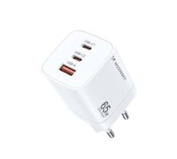 Chargeur mural blanc GaN 65 W 100-240 V USB-A 2 ports USB-C