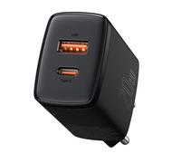 Chargeur mural compact USB rapide USB-C 20 W 3 A PD QC 3.0 Noir