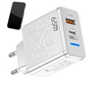 Chargeur Mural De Type C - Bloc De Charge Rapide PD 65w,Bloc De Charge Rapide Type C 65W Chargeur Mural avec Deux Ports pour Tablette Smartphone
