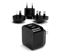 Chargeur Mural Dual USB 5V 3.4A USA/UK/EU/AU Noir