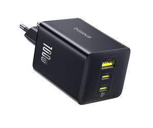 Chargeur mural EnerFill FE11 100 W avec ports USB-A et USB-C - Noir