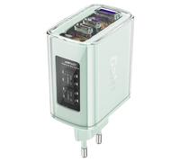 Chargeur mural GaN 65 W, 3 ports : 1 port USB, 2 ports USB-C, vert