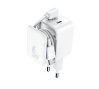 Chargeur mural GaN avec organiseur de câble 45 W - Blanc
