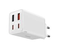 Chargeur Mural Gan (P10162701213-00)2x Usb, 2x Type-C, 65w, Avec Câble Type-C Vers Type-C - Baseus - Blanc