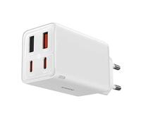 Chargeur Mural Gan (P10162701213-00)2x Usb, 2x Type-C, 65w, Avec Câble Type-C Vers Type-C - Baseus - Blanc