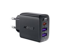Chargeur mural GaN PD 35 W avec 3 ports (2 USB-A + USB-C) noir