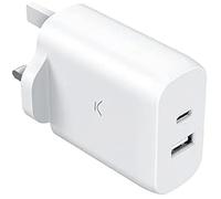 Chargeur mural - KSIX - 45 W - GaN - Ultra rapide - Multiport USB-C et USB-A - Blanc