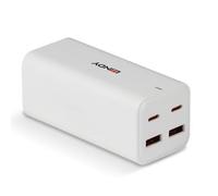 Lindy Adaptateur secteur – 100W Power Delivery 3.0 + PPS, GaNFast, 4 ports (2×USB‑C, 2×USB) blanc