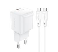 Chargeur mural Mini PD 20 W GaN + câble USB-C blanc