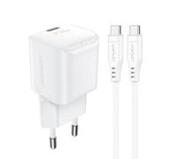 Chargeur mural Mini PD 30 W GaN + câble USB-C blanc